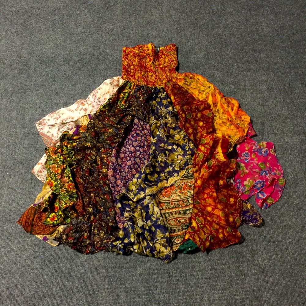Silk Ruffle Strapless Dress | Mandala